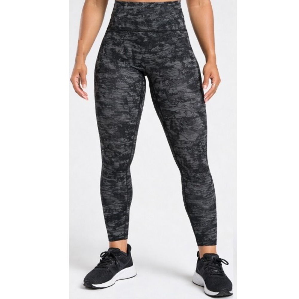 Gymshark Women's Black Print Body Fit Legacy Logo Regular Leggings Size XS NWT‎
